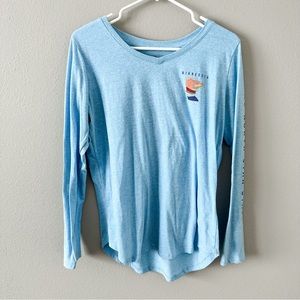 State of Mine Light Blue V-Neck Long Sleeve Minnesota Tee Size Medium Women’s